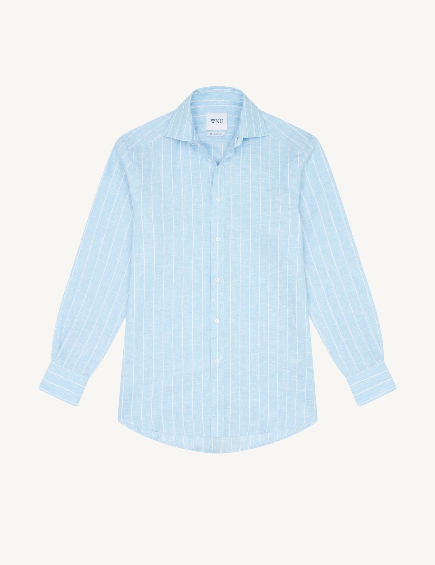 The Boyfriend: Linen, Sky Blue Stripe