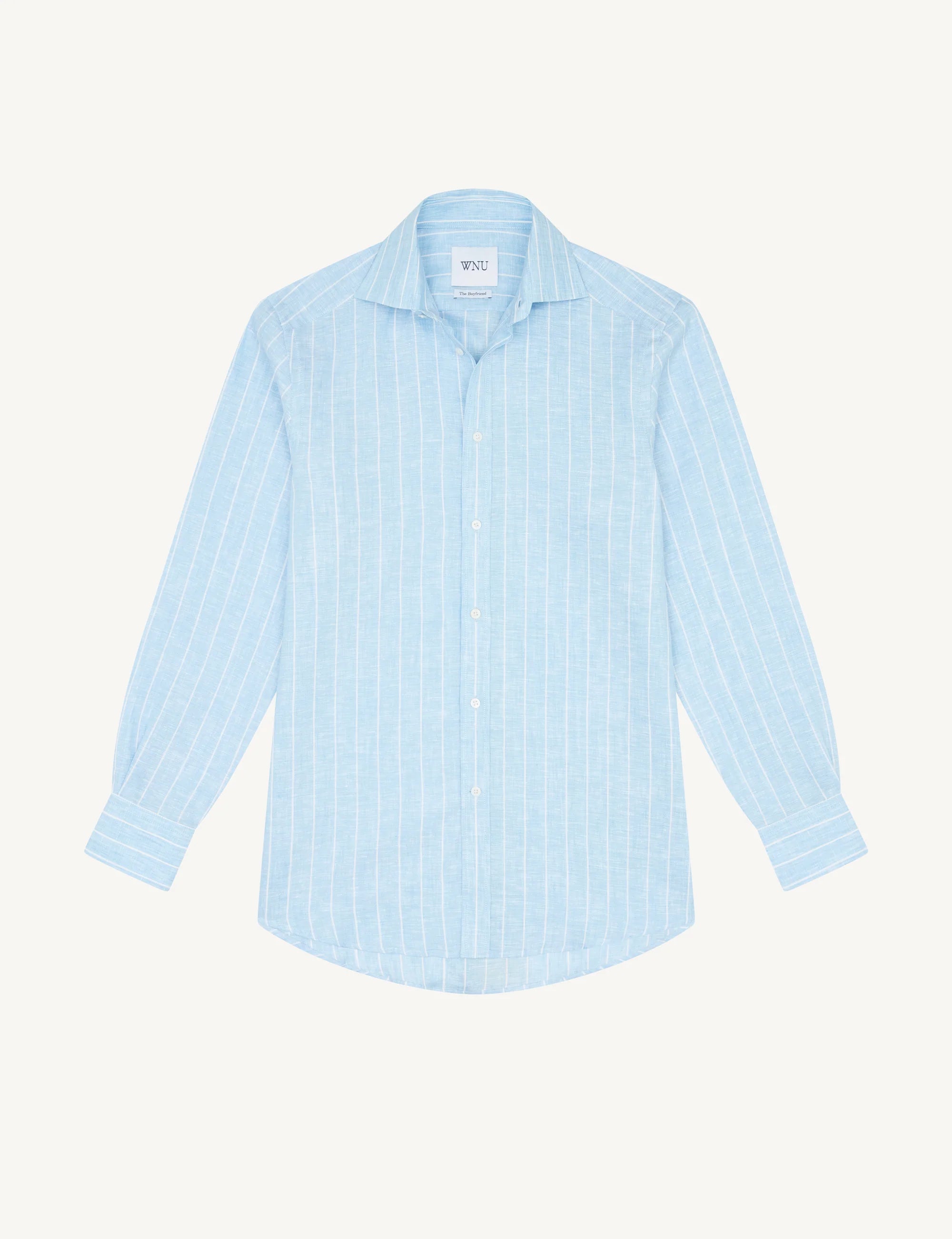 The Boyfriend: Linen, Sky Blue Stripe