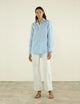 The Boyfriend: Linen, Sky Blue Stripe