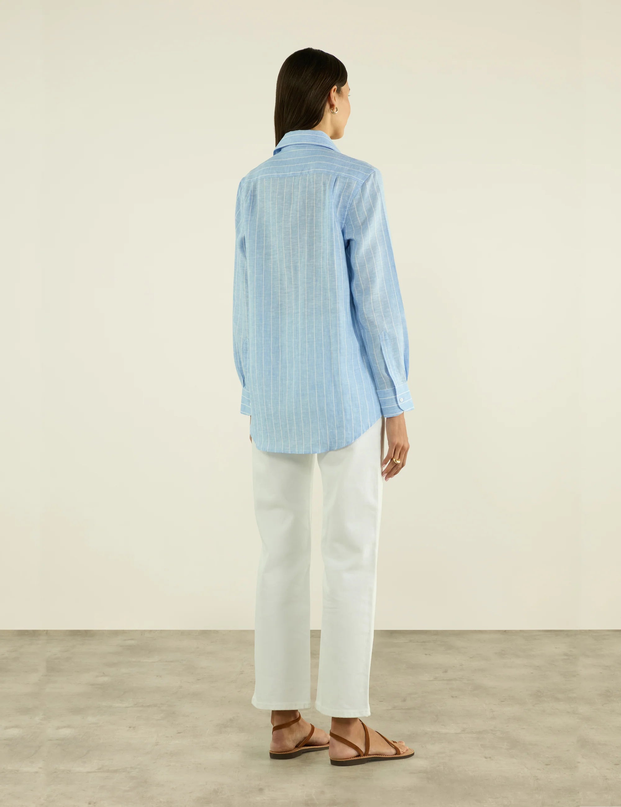 The Boyfriend: Linen, Sky Blue Stripe