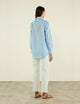 The Boyfriend: Linen, Sky Blue Stripe