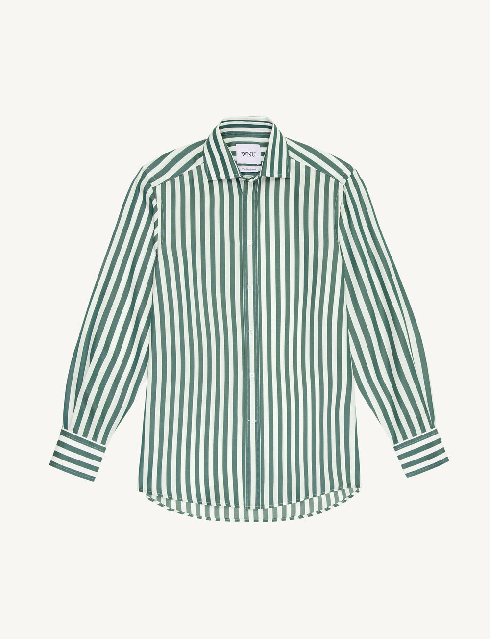 The Boyfriend: TENCEL™ Lyocell, Forest Green Stripe