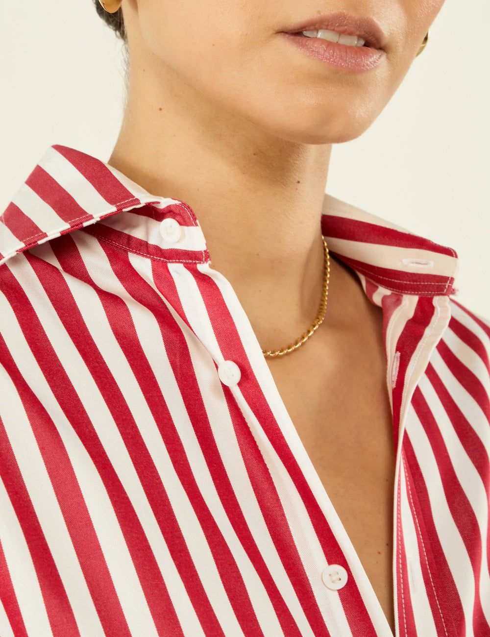 The Boyfriend: TENCEL™ Lyocell, Maple Red Stripe