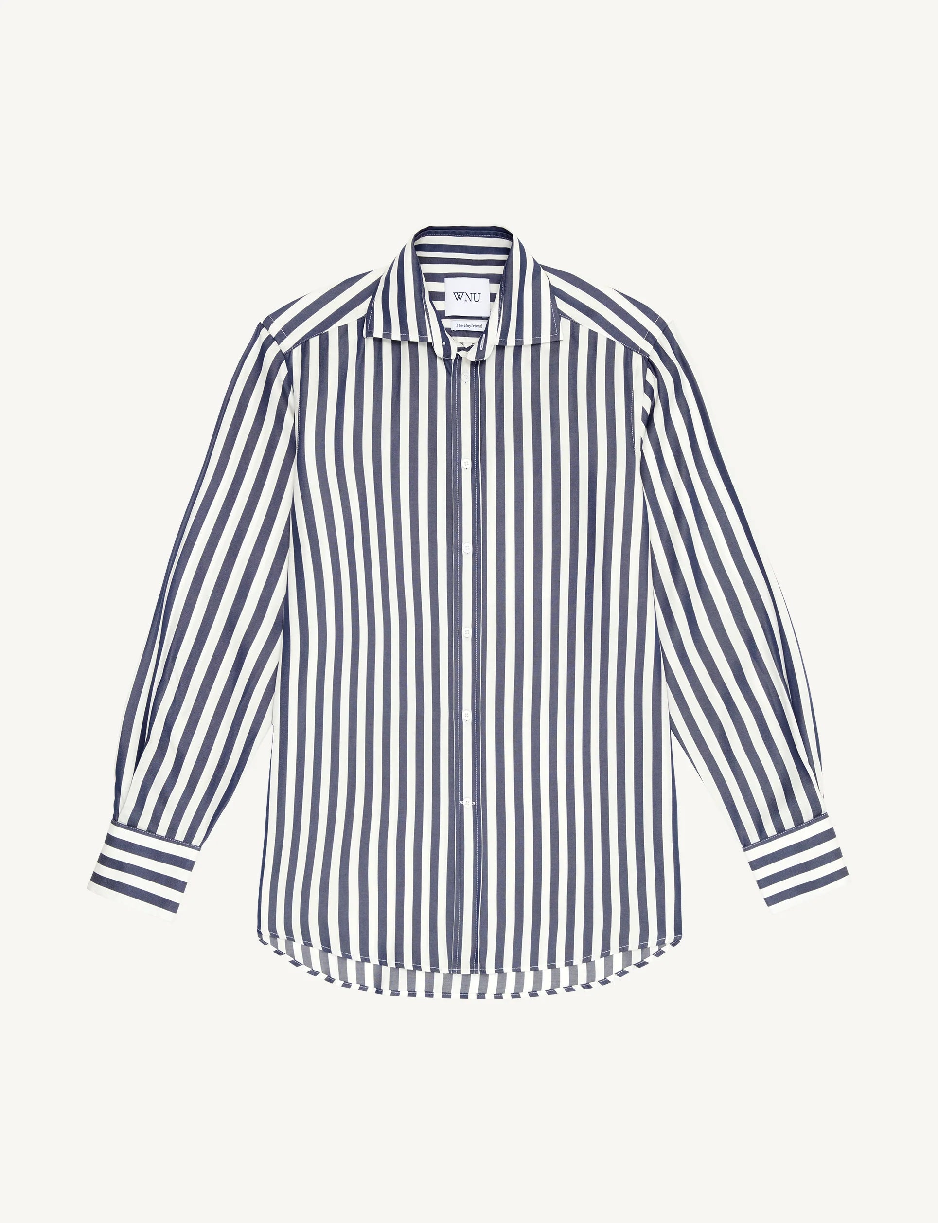 The Boyfriend: TENCEL™ Lyocell, Navy Blue Stripe