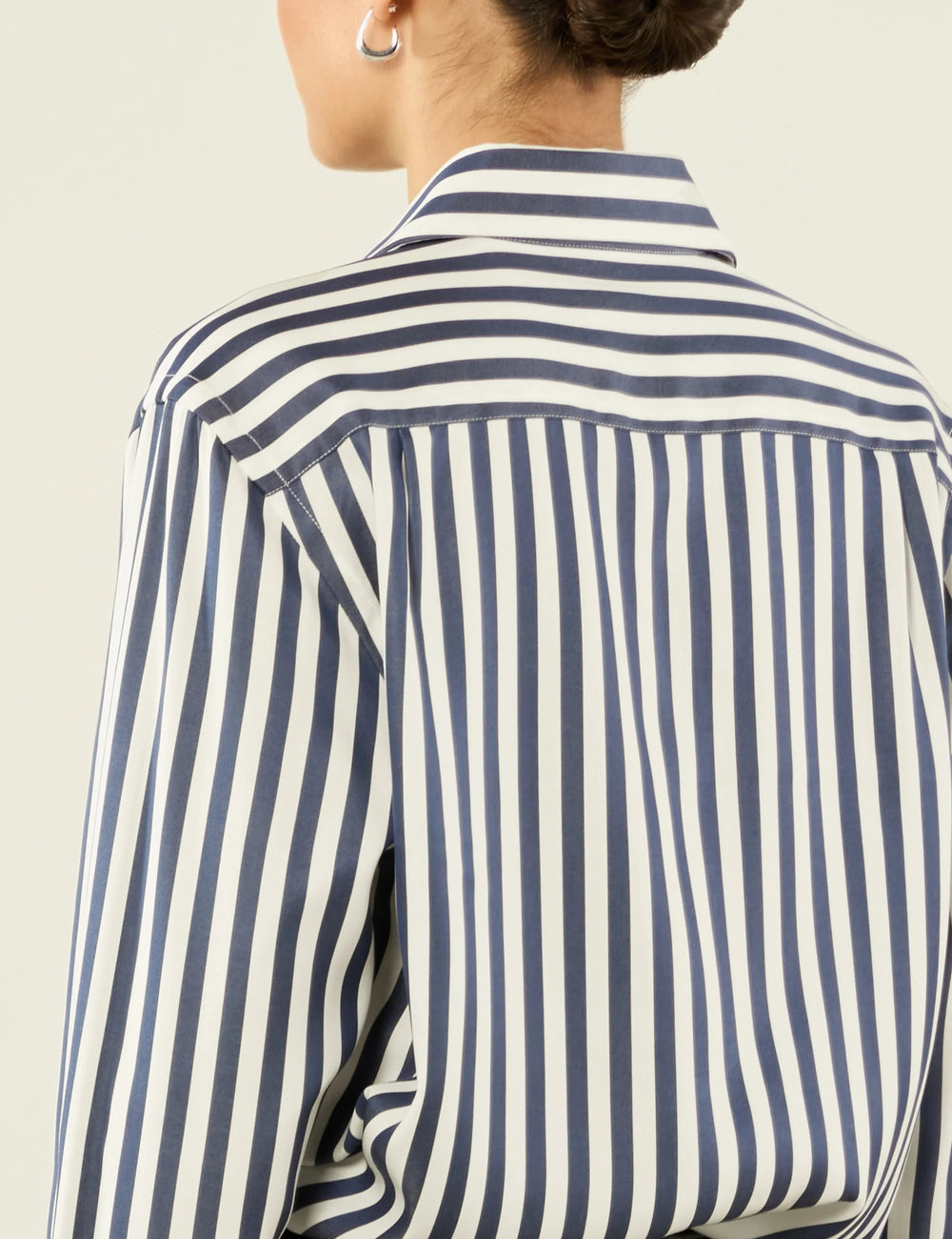 The Boyfriend: TENCEL™ Lyocell, Navy Blue Stripe