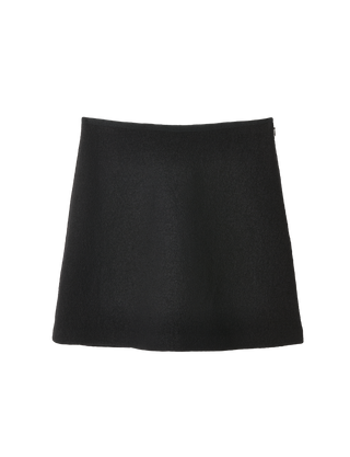 Romy Mini Skirt: Boiled Wool, Black