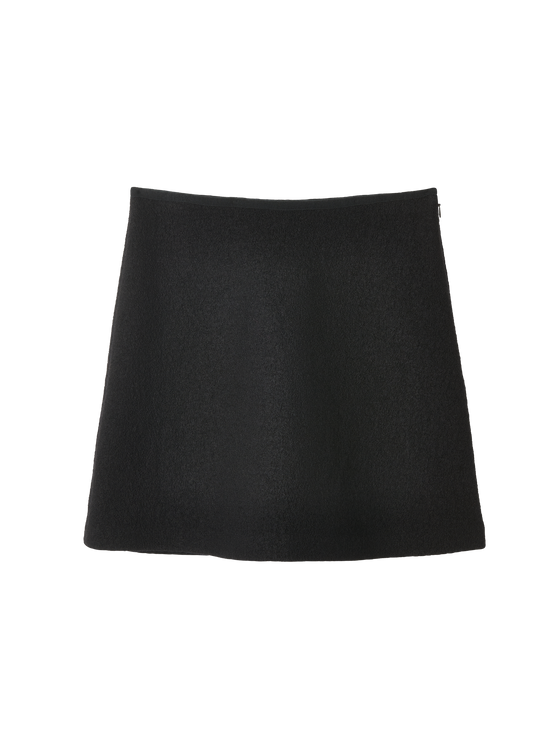 Romy Mini Skirt: Boiled Wool, Black