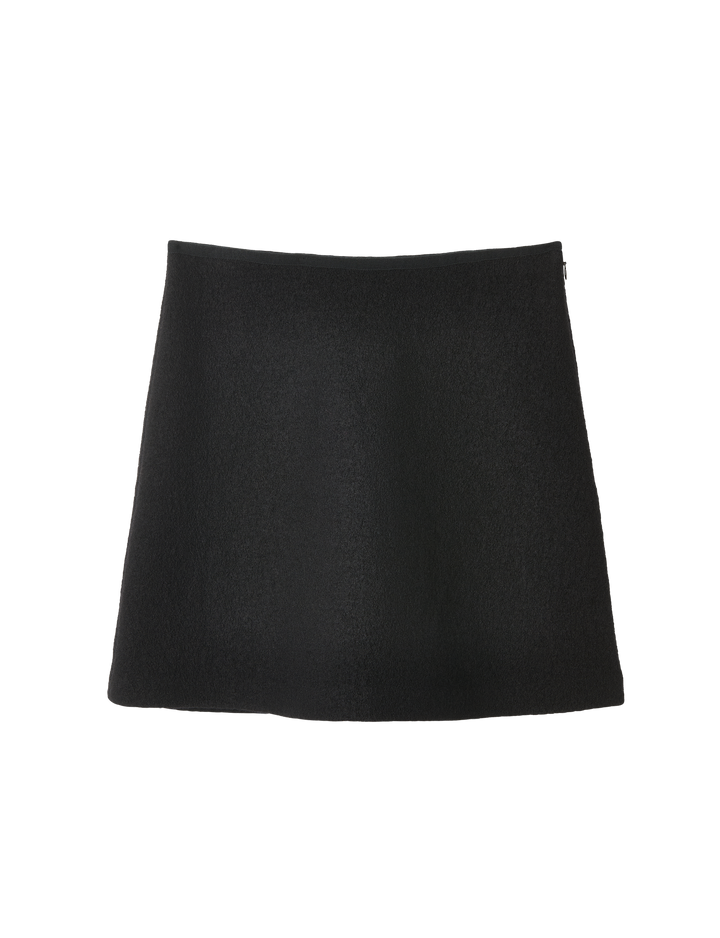 Romy Mini Skirt: Boiled Wool, Black