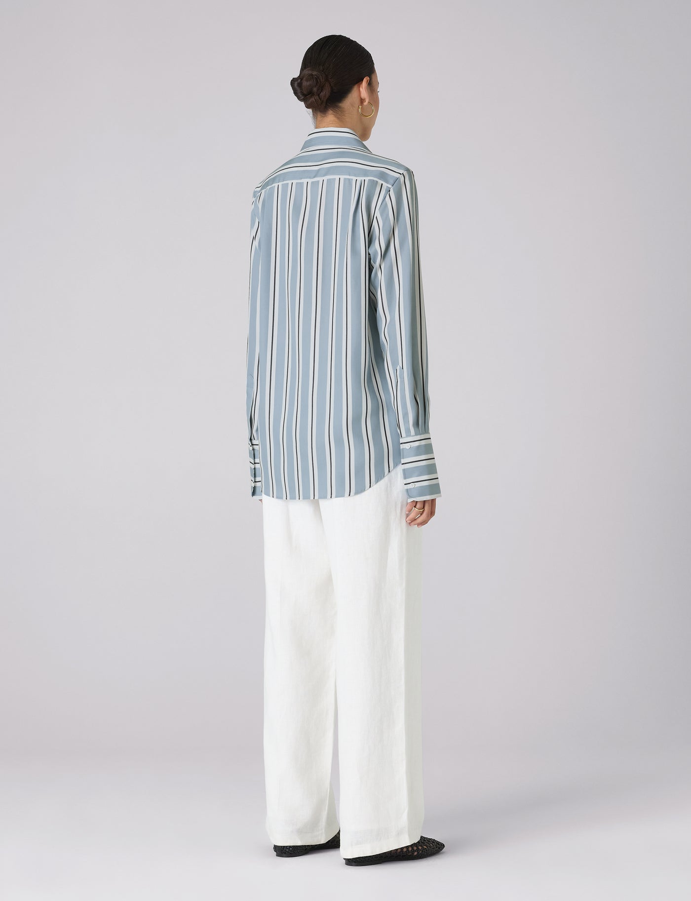 The Boyfriend Exaggerated Cuff: TENCEL™ Lyocell, Slate and Black Stripe
