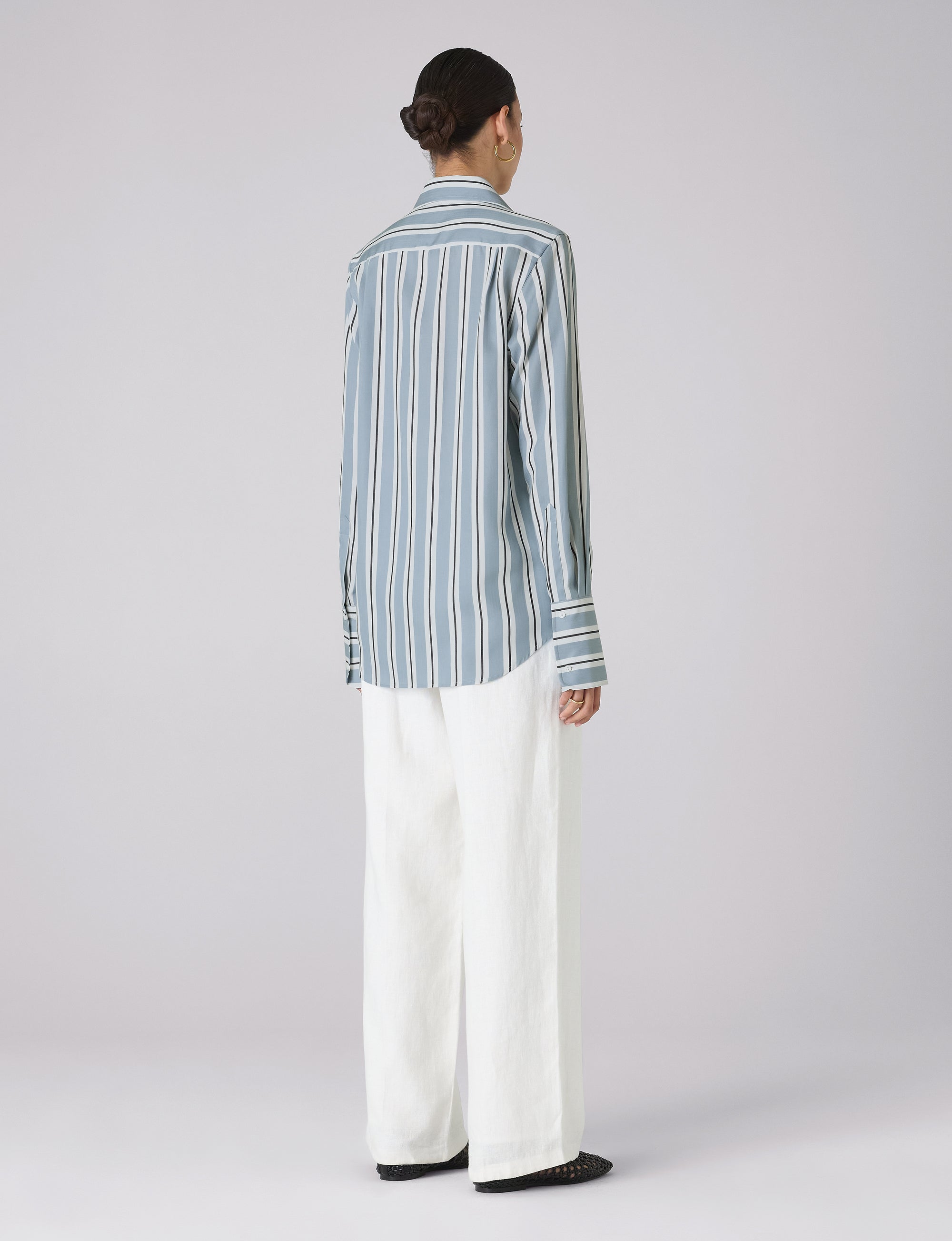 The Boyfriend Exaggerated Cuff: TENCEL™ Lyocell, Slate and Black Stripe