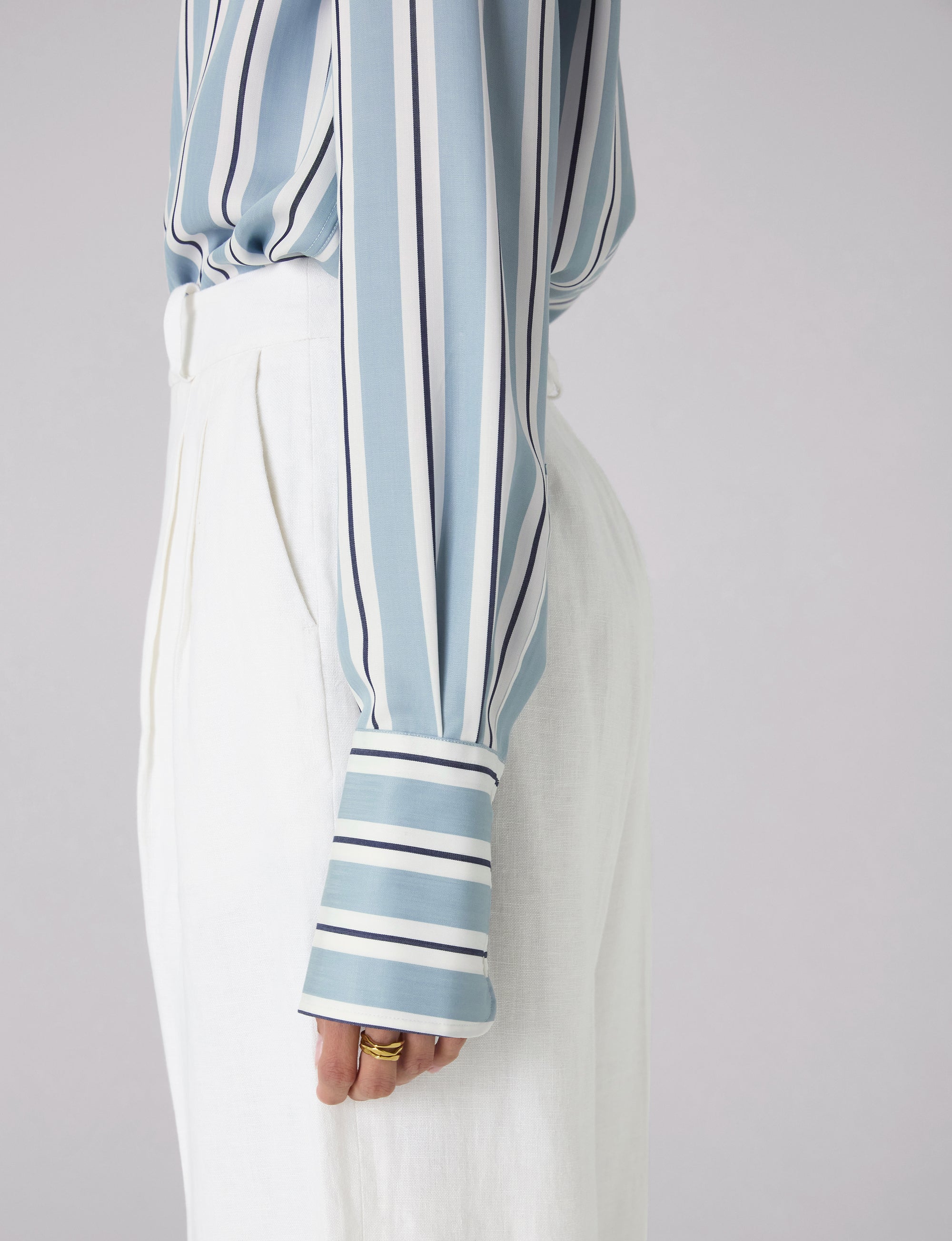 The Boyfriend Exaggerated Cuff: TENCEL™ Lyocell, Slate and Black Stripe