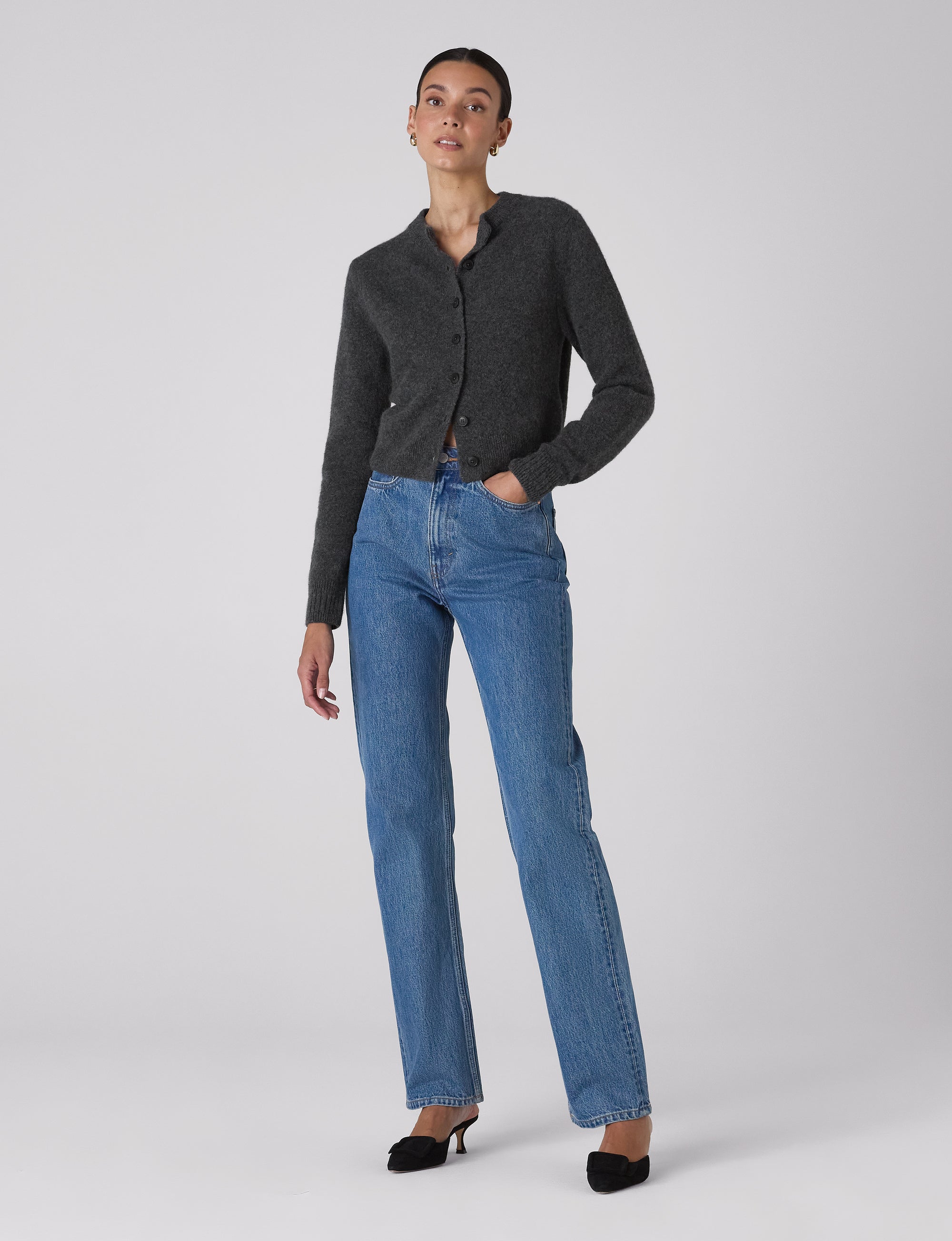 Jura Cardigan: Yak Wool, Dark Grey Melange