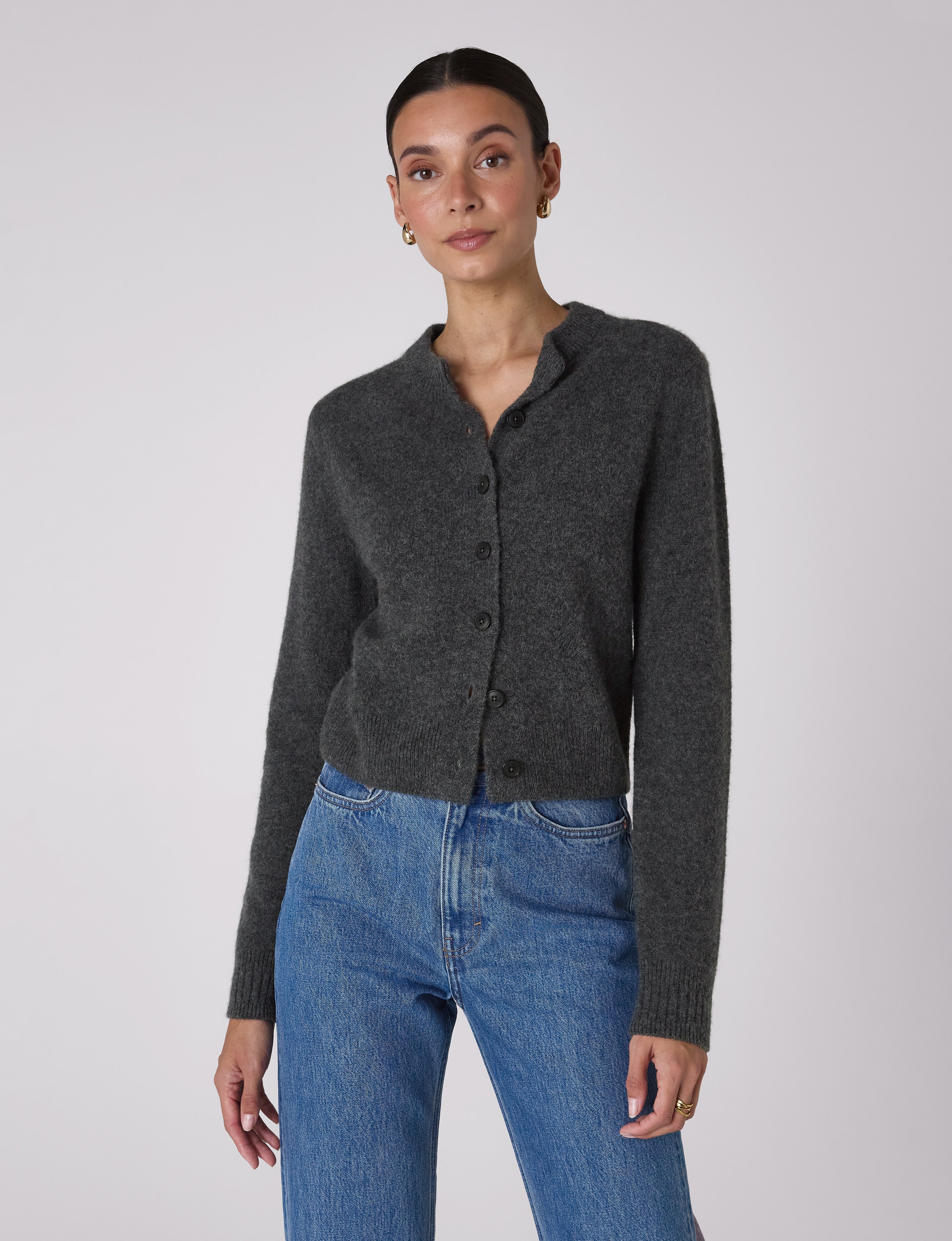 Jura Cardigan: Yak Wool, Dark Grey Melange – With Nothing Underneath