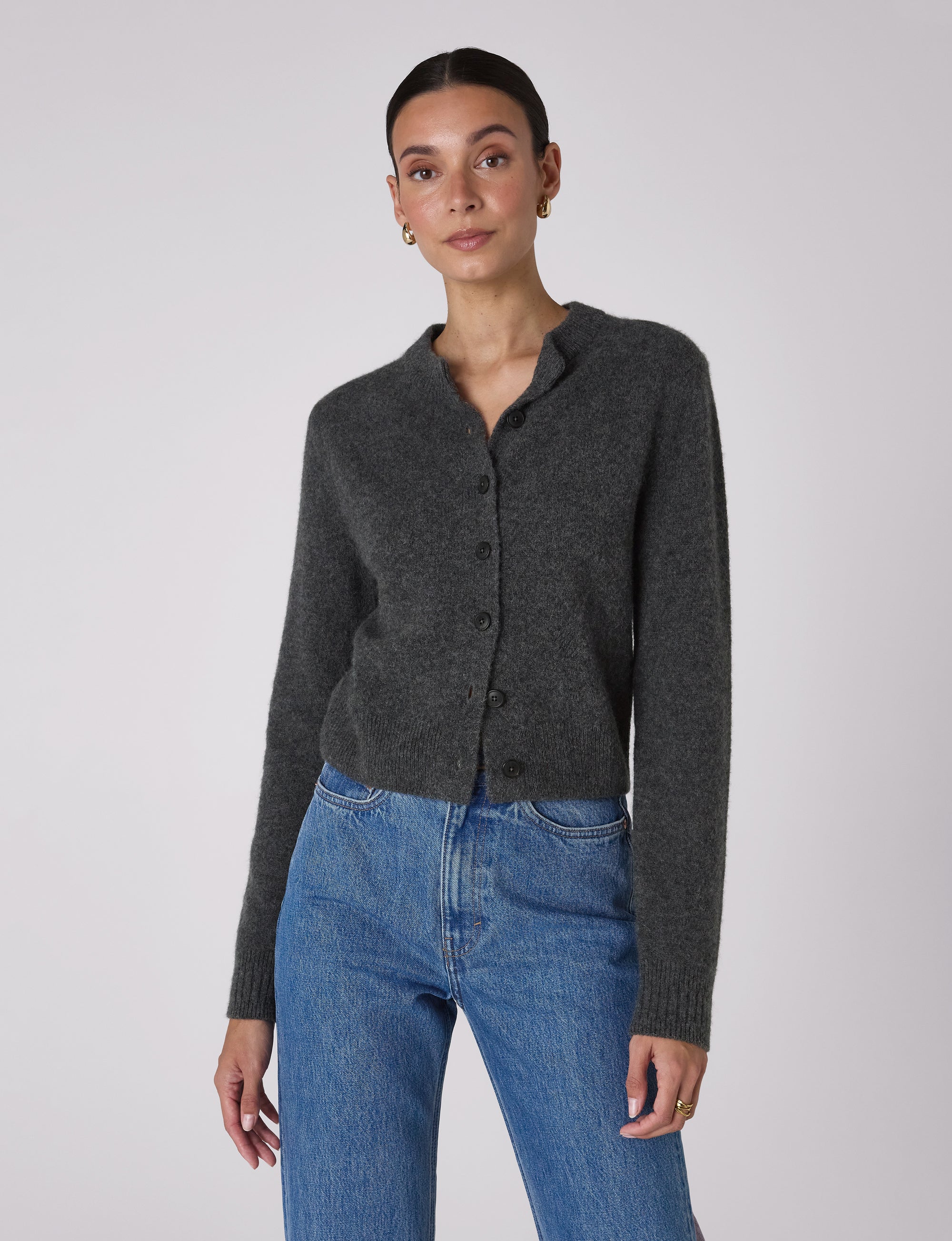 Jura Cardigan: Yak Wool, Dark Grey Melange