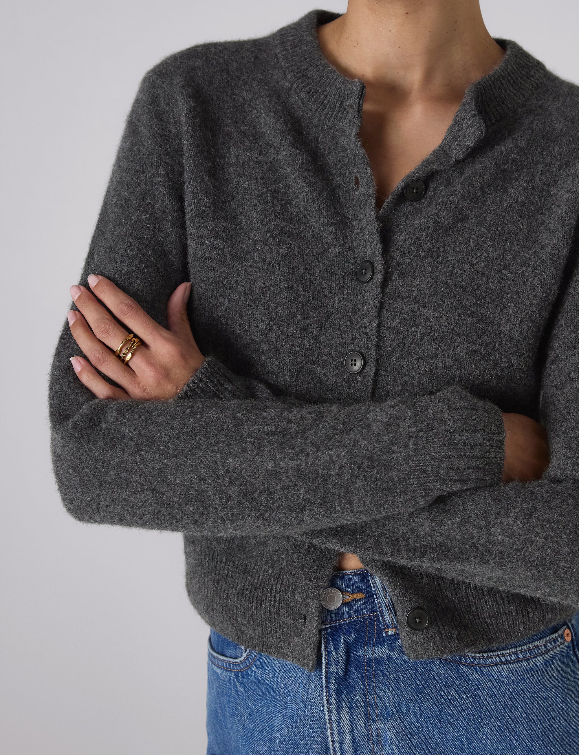 Jura Cardigan: Yak Wool, Dark Grey Melange