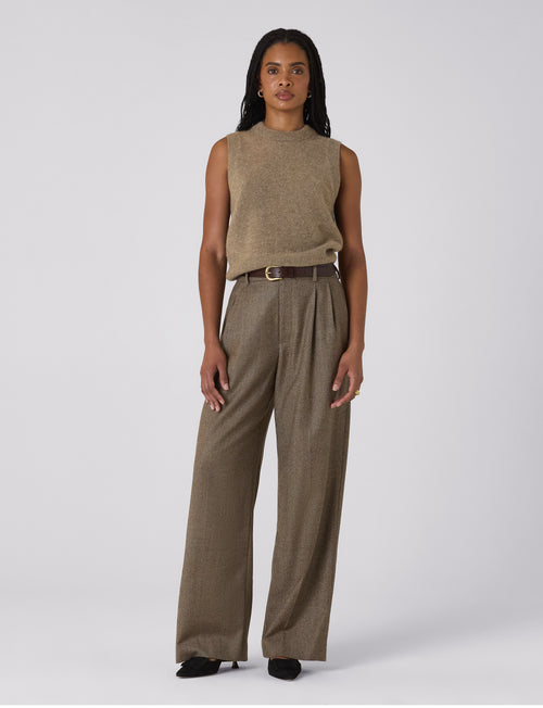 Rampling Trouser: Wool, Coffee Herringbone
