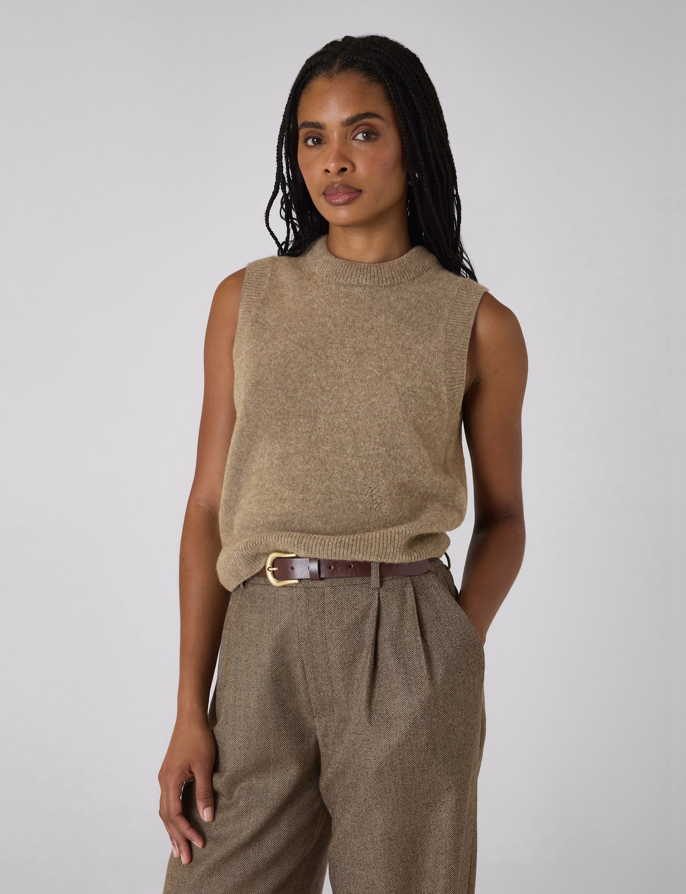 Rampling Trouser: Wool, Coffee Herringbone