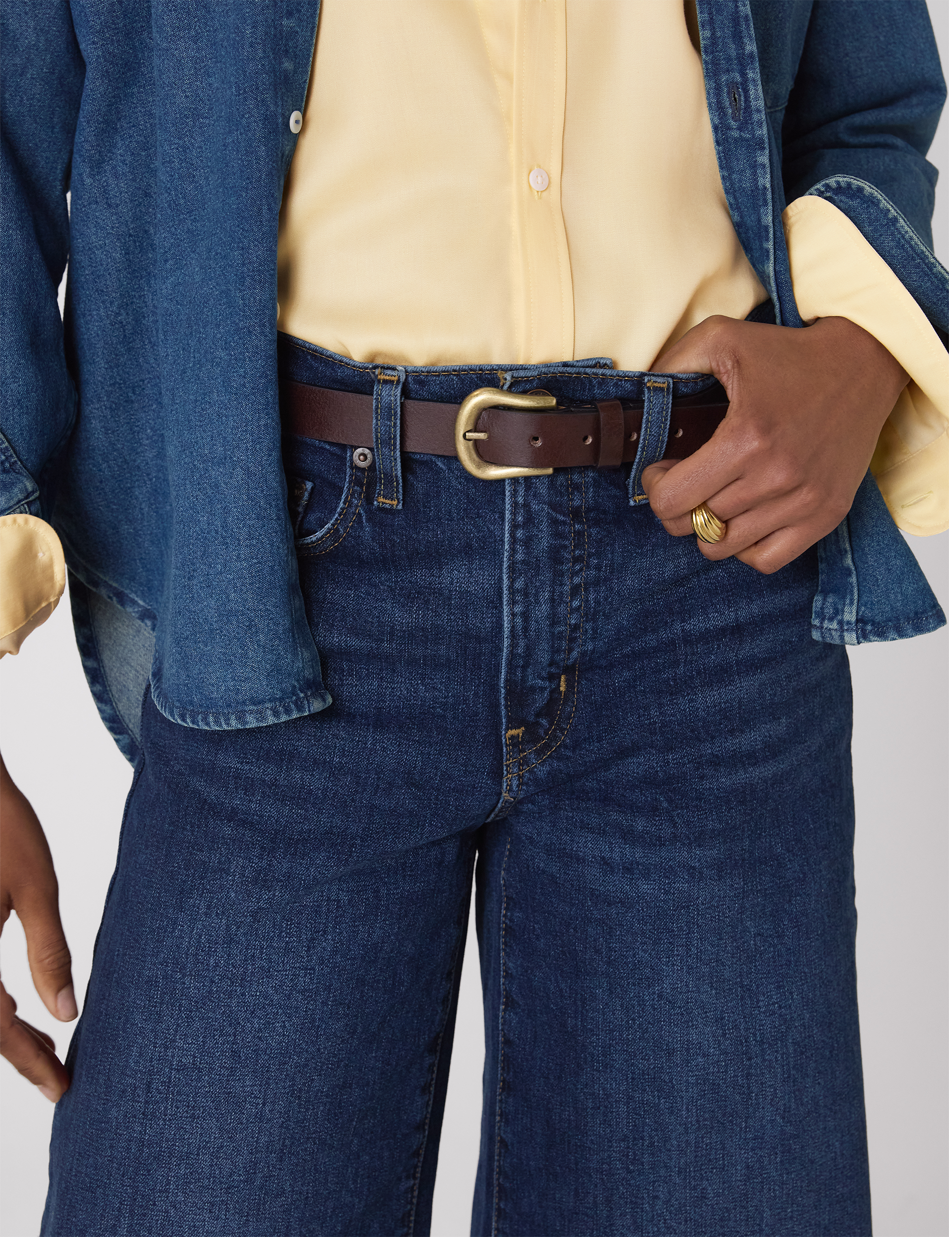 The Belt: Patent Leather, Chocolate with Antique Gold