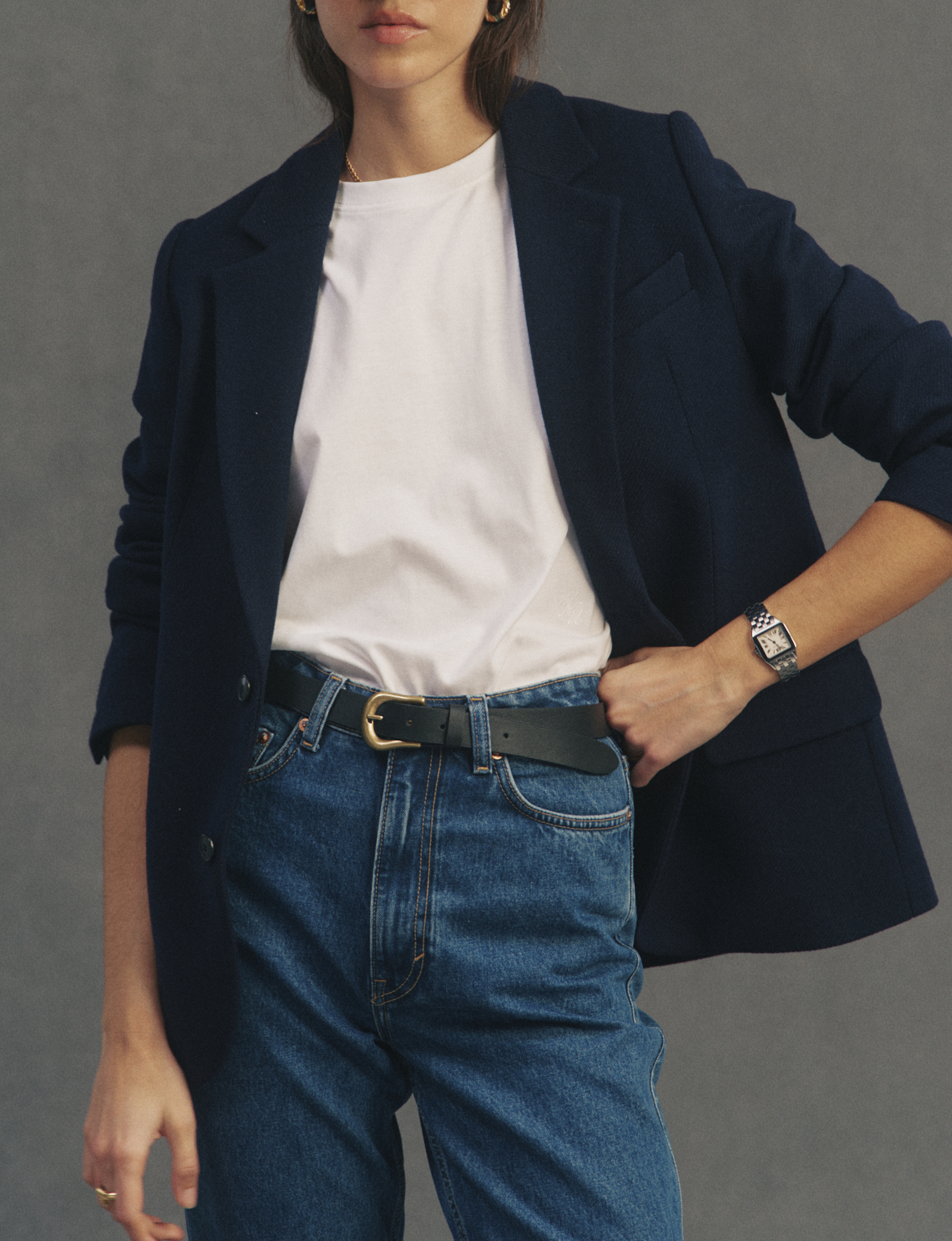 The Belt: Matte Leather, Black with Antique Gold