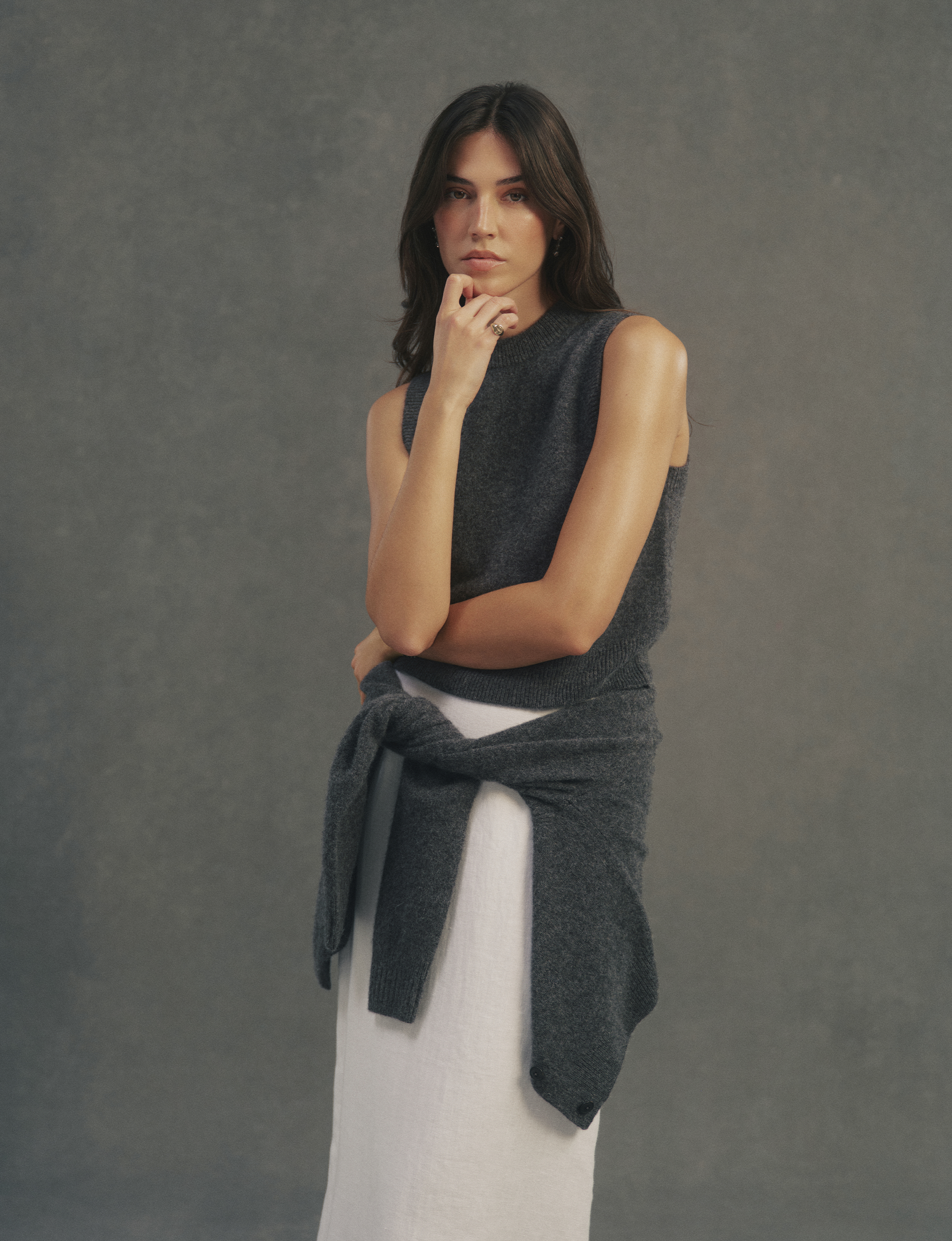 Skye Vest: Yak Wool, Dark Grey Melange