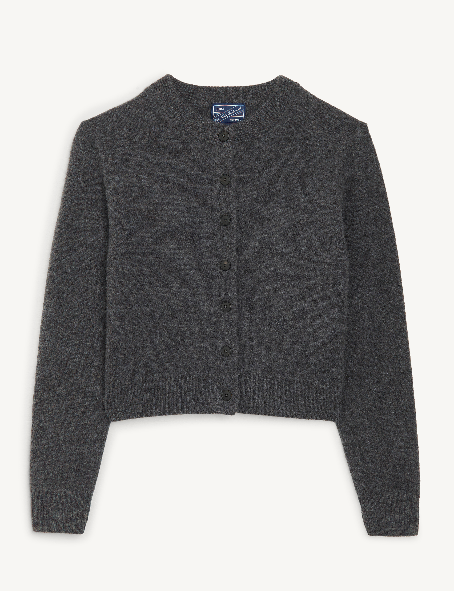 Jura Cardigan: Yak Wool, Dark Grey Melange
