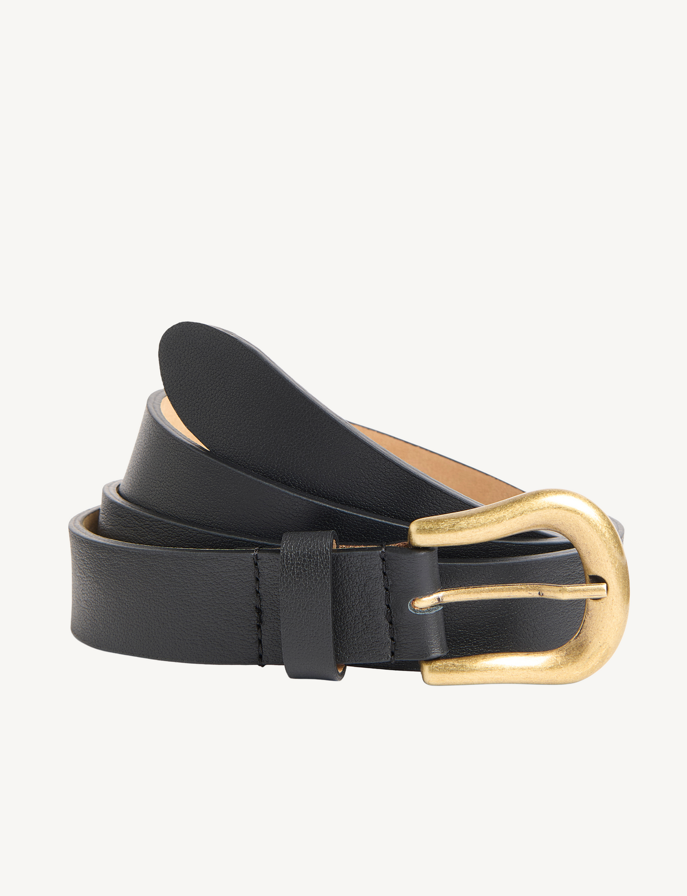 Stirrup Belt: Matte Leather, Black with Antique Gold