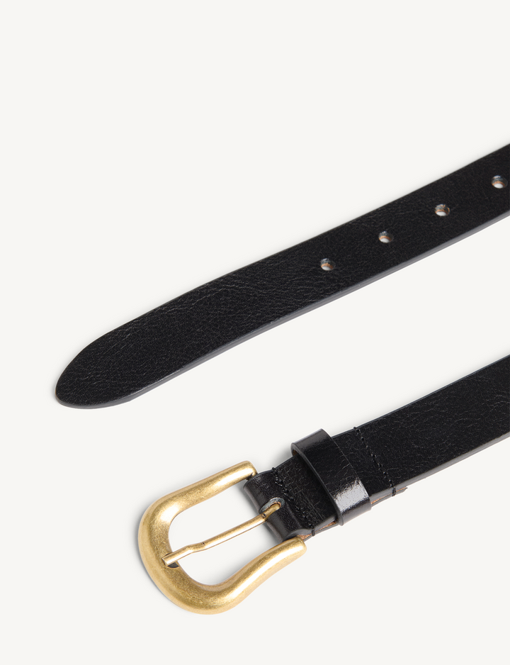 Stirrup Belt: Matte Leather, Black with Antique Gold