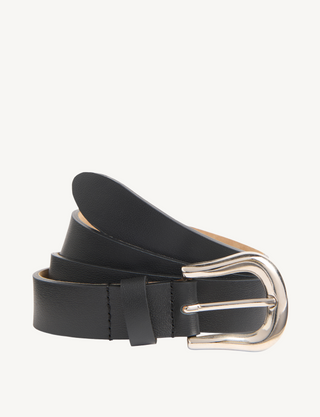 Stirrup Belt: Matte Leather, Black with Silver