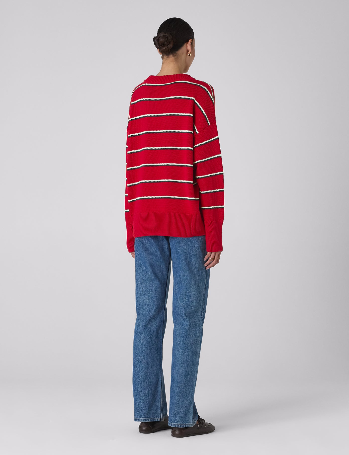 Cornwall Jumper: Cotton, Red and Navy Blue Stripe