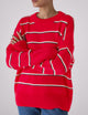 Cornwall Jumper: Cotton, Red and Navy Blue Stripe
