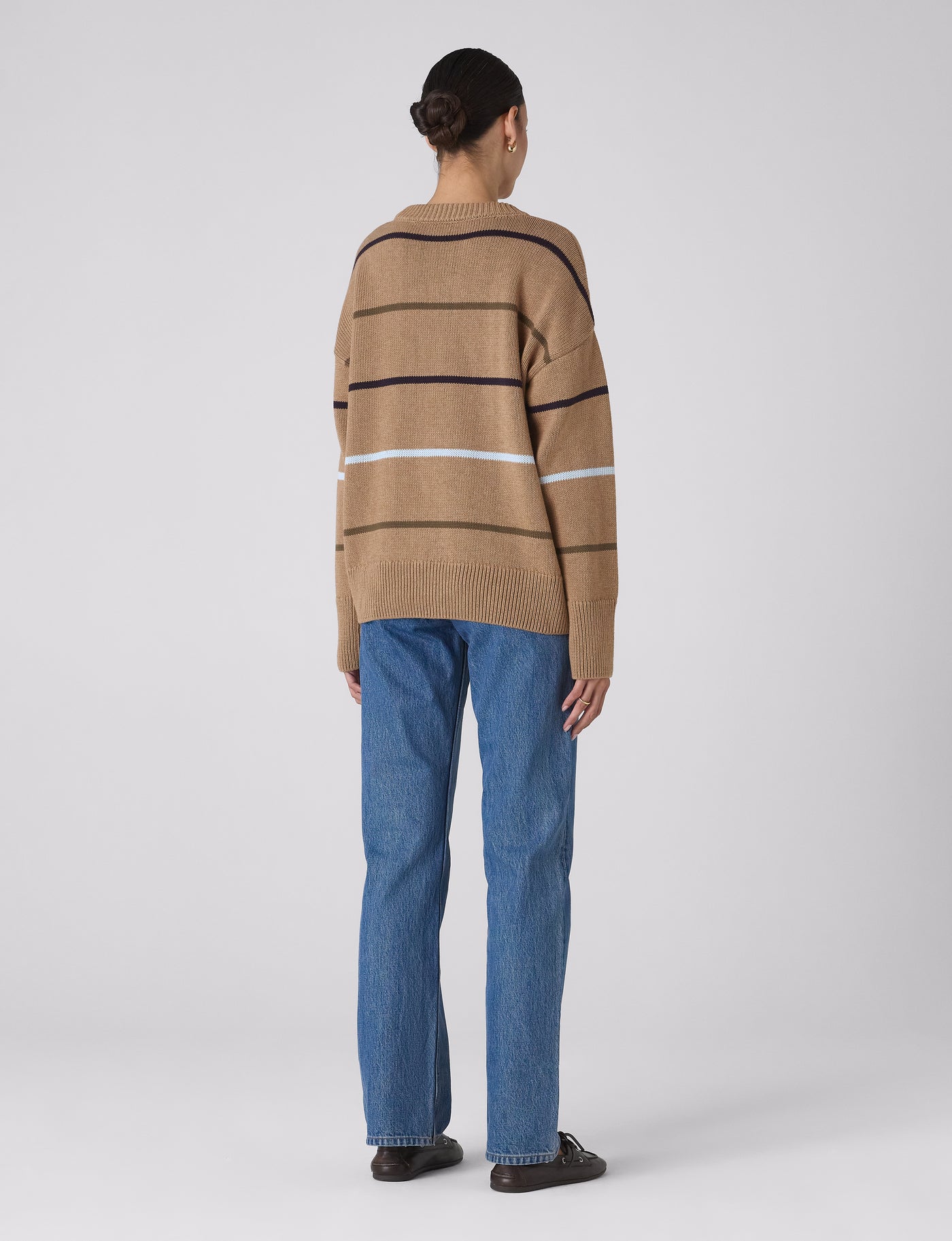 Cornwall Jumper: Cotton, Sand and Blue Multi Stripe