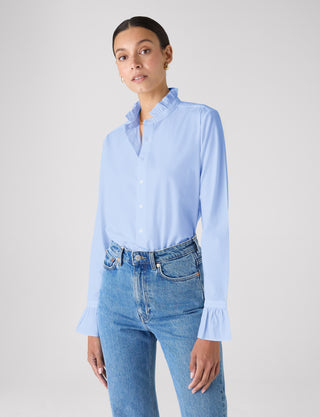Kew Blouse: Fine Poplin, Sky Blue