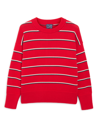 Cornwall Jumper: Cotton, Red and Navy Blue Stripe