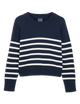 Devon Jumper: Cotton, Navy and Off-White Stripe