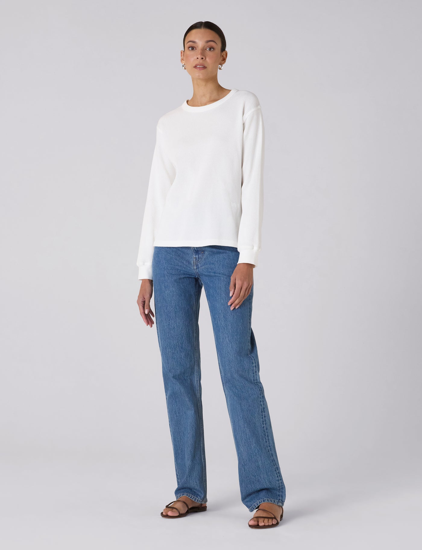 Bessette Top: Waffle Jersey, Off-White