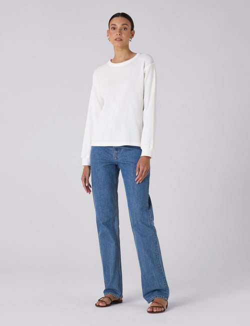 Bessette Top: Waffle Jersey, Off-White