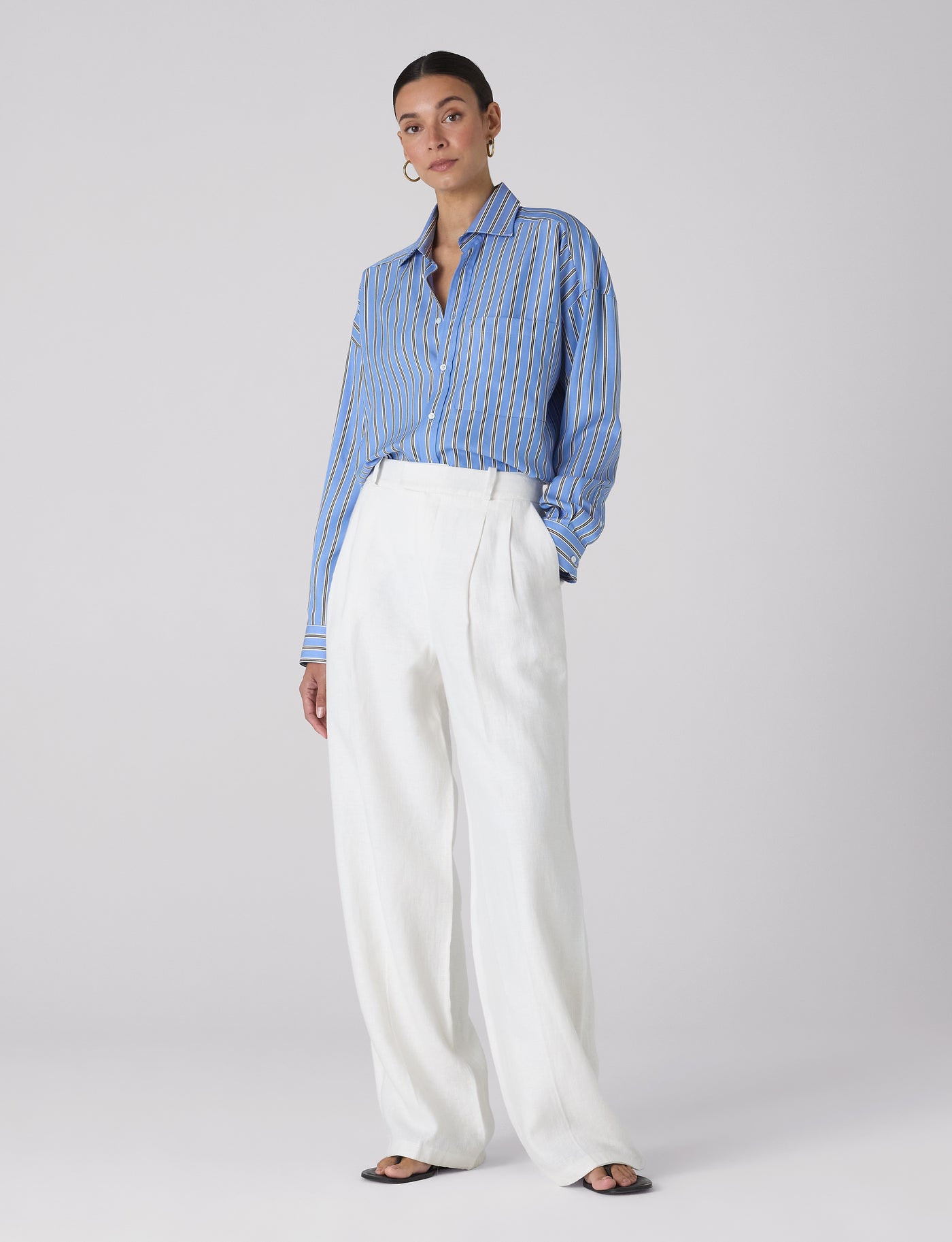 The Weekend: TENCEL™ Lyocell, Cornflower and Mocha Stripe