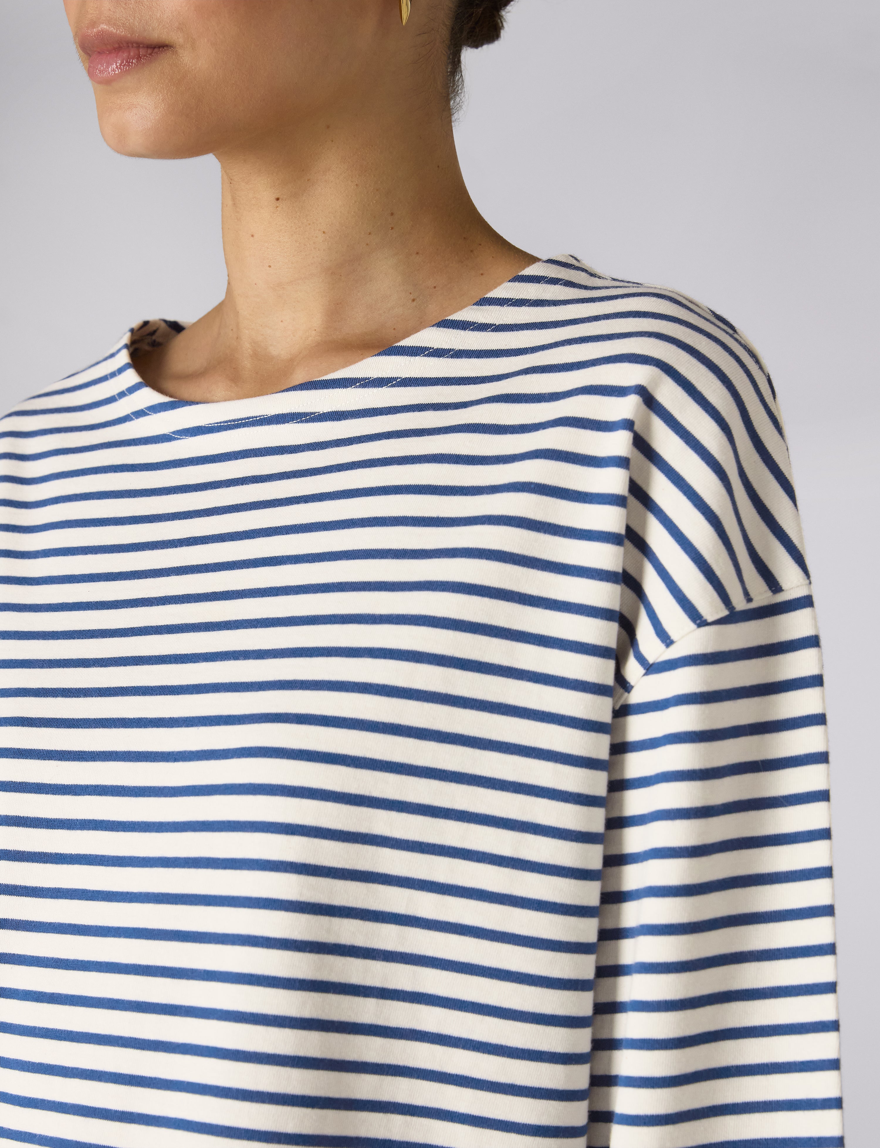 Harbour Breton: Cotton Jersey, Ecru and Blue Stripe – With Nothing