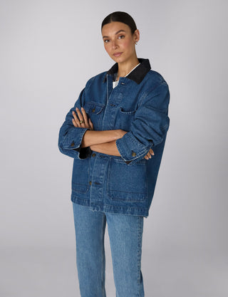 Delon Chore Jacket: Denim, Mid Blue
