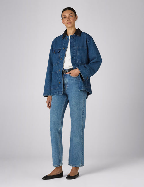 Delon Chore Jacket: Denim, Mid Blue