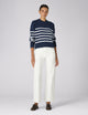 Devon Jumper: Cotton, Navy and Off-White Stripe