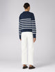 Devon Jumper: Cotton, Navy and Off-White Stripe