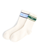 Two Pack - Crew Socks: Cotton Blend, Green Stripe and Blue Stripe