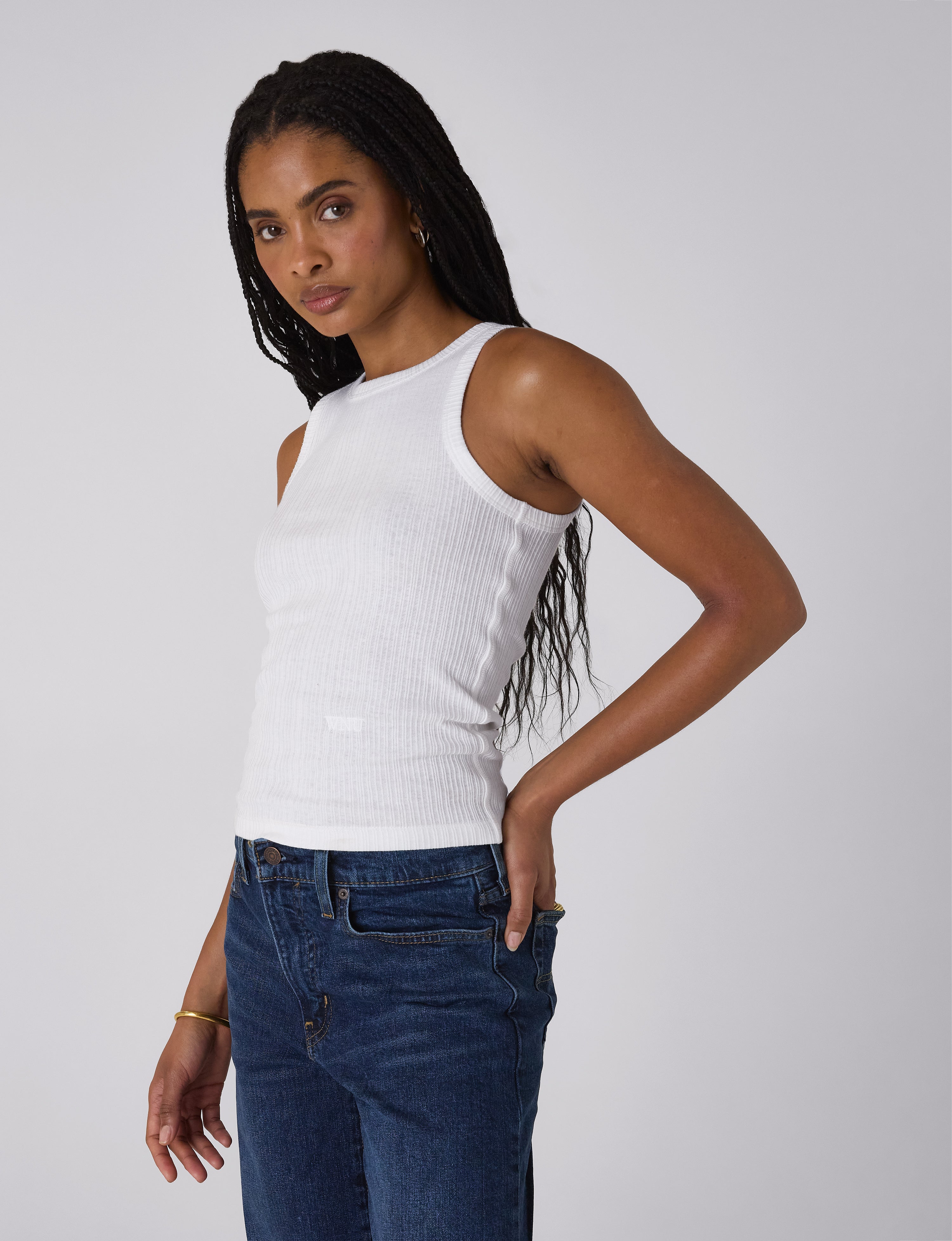 Carnaby Tank: Cotton Textured Rib, Off-White – With Nothing Underneath