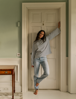 Harbour Breton: Cotton Jersey, Ecru and Blue Stripe