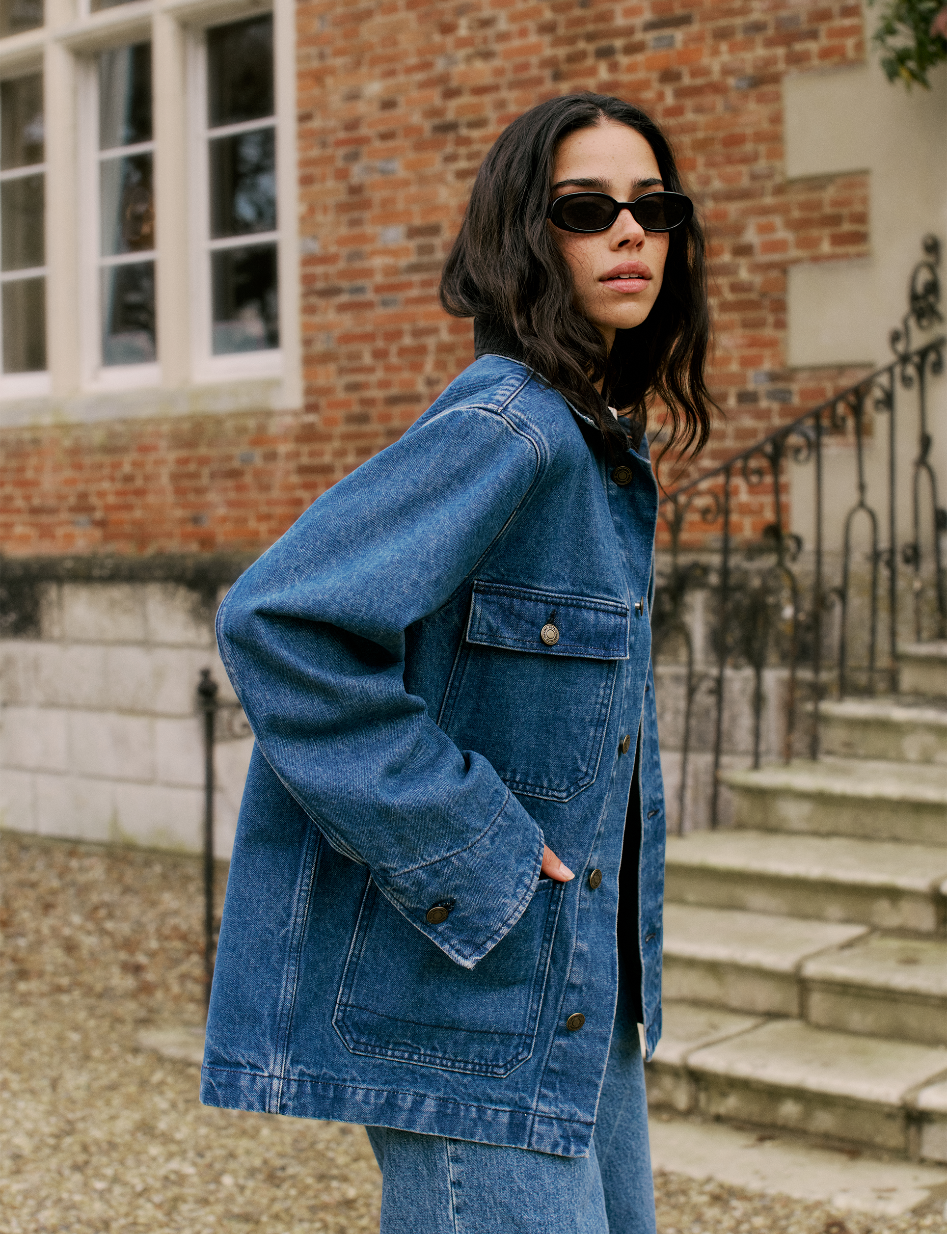 Delon Chore Jacket: Denim, Mid Blue