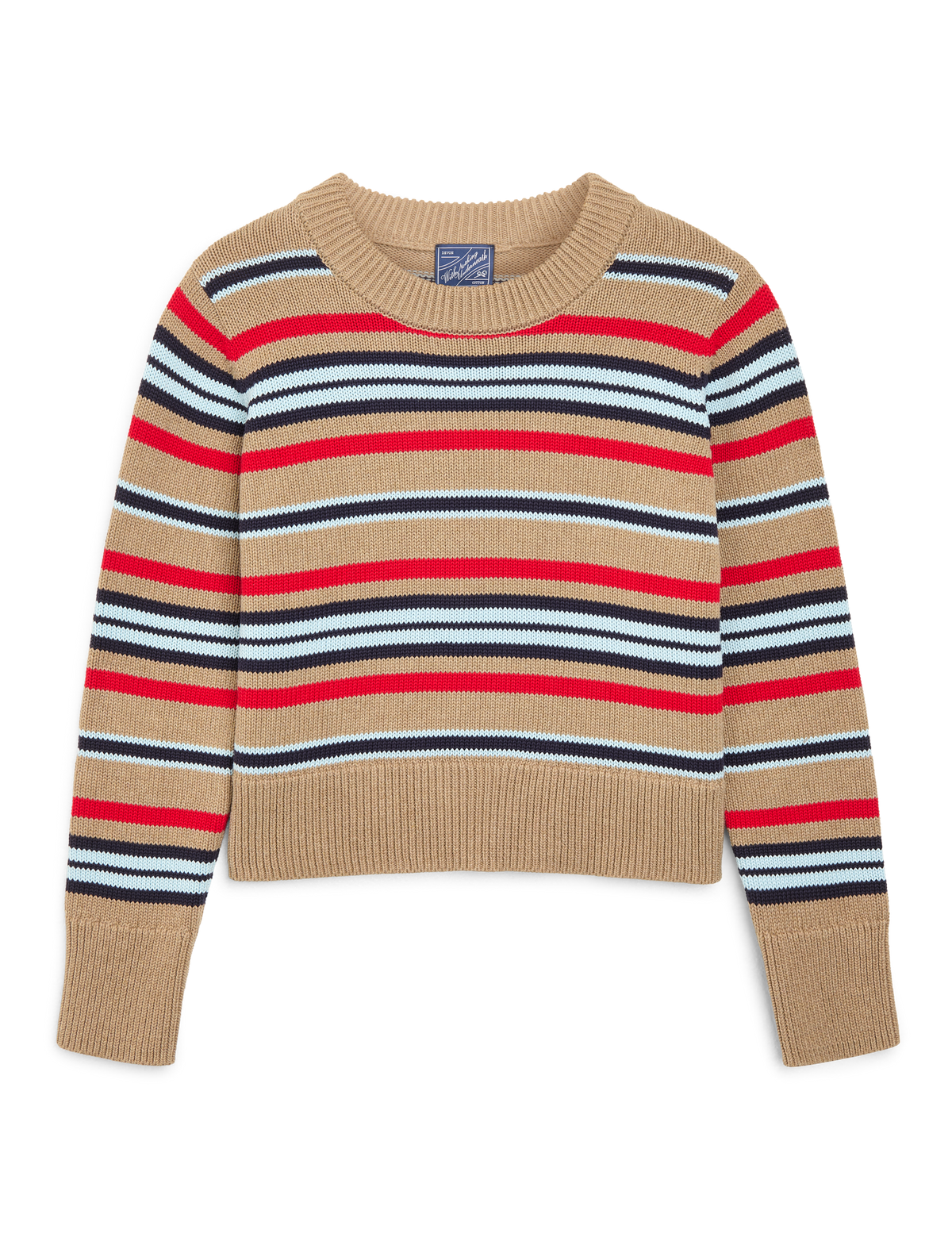 Devon Jumper: Cotton, Sand and Poppy Multi Stripe – With Nothing