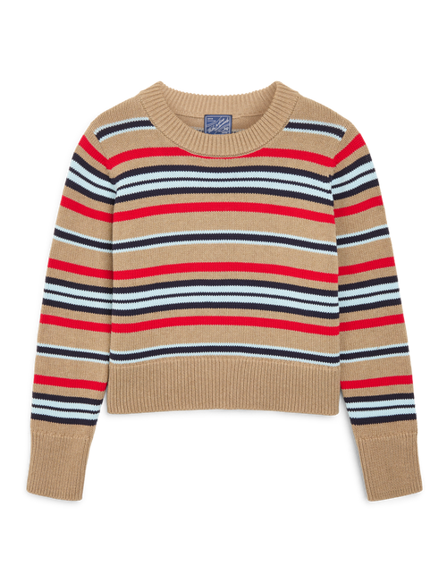 Devon Jumper: Cotton, Sand and Poppy Multi Stripe