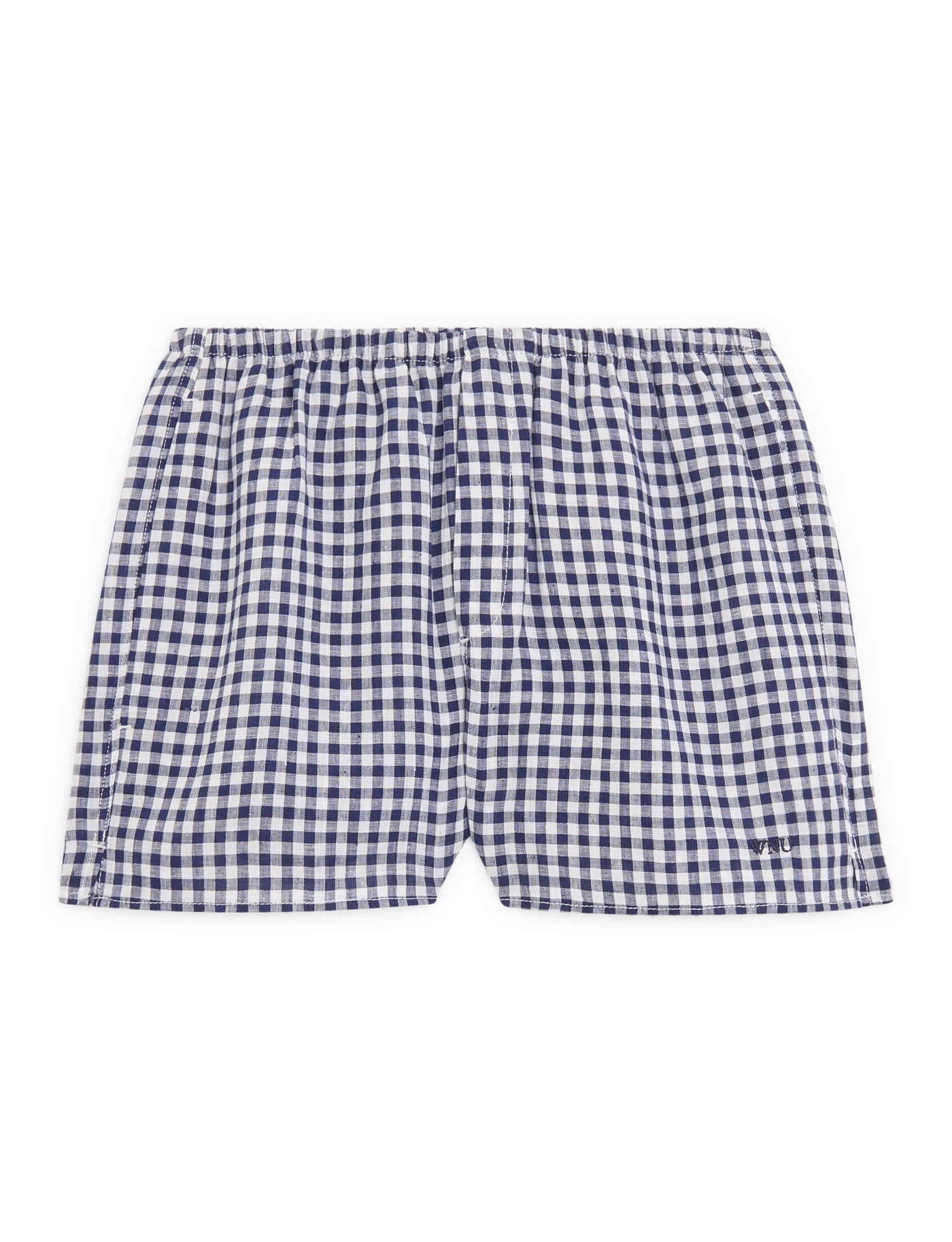 Court Short: Linen, Navy Blue Gingham