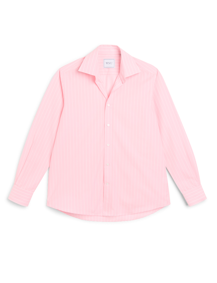 The Boyfriend: Fine Poplin, Light Pink Stripe